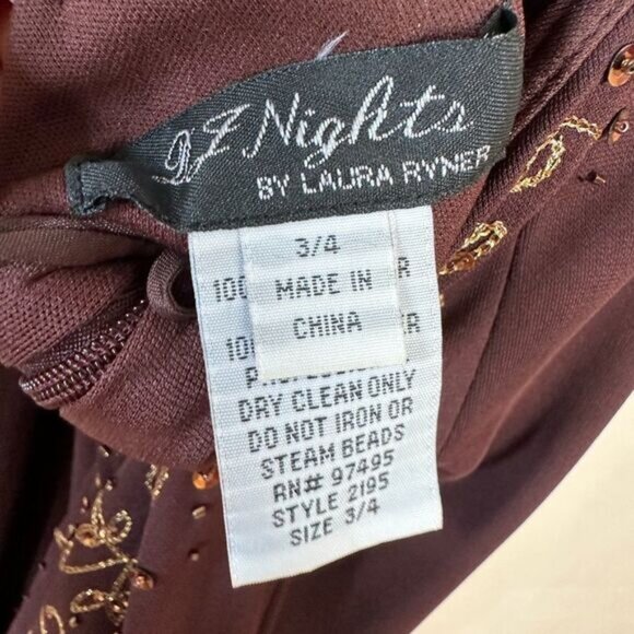 SALE! Brown DJ Nights Beaded Halter Long Gown Y2K Size 3/4 EUC - Picture 6 of 6